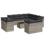 Set canapele de gradina cu perne, 12piese gri deschis poliratan