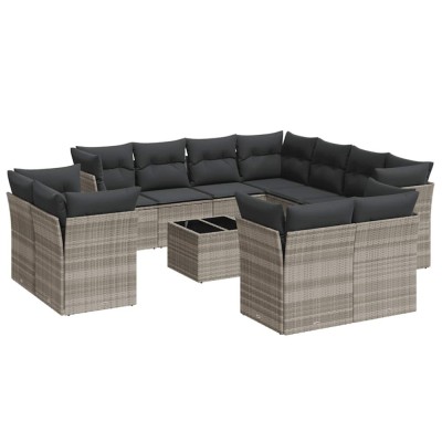 Set canapele de gradina cu perne, 12piese gri deschis poliratan foto