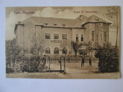 Turnu Măgurele-Liceul Sf.Haralambie,carte postala circulata 1927 foto