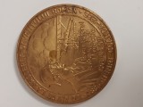 medalie aviatie ,100 de ani de la nasterea savantului HENRY COANDA .Bronz placat cu aur .
