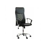 Scaun birou OFF 906, ergonomic, mesh, piele ecologica, cadru cromat, mecanism de balans, 110 kg, negru