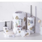 Set 6 accesorii pentru baie, model floral, plastic