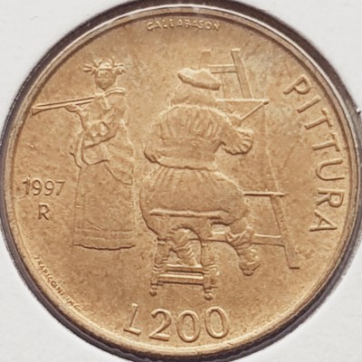 2669 San Marino 200 Lire 1997 The Man and Artistic Expression Painting km 366 foto