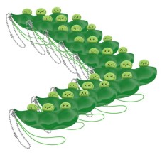 Set zece jucarii antistres IdeallStore&reg;, pastaie de mazare, tip breloc, 6.5 cm, verde