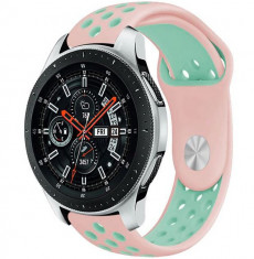 Curea ceas Smartwatch Samsung Galaxy Watch 4, Watch 4 Classic, Gear S2, iUni 20 mm Silicon Sport Pink-Blue foto