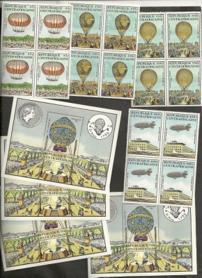 Central African Republic 1983 Zeppelins set+sheet x 4 MNH M.385 foto