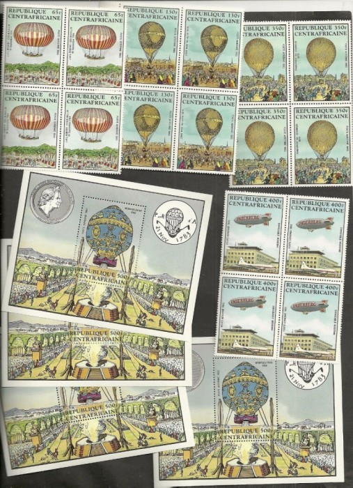 Central African Republic 1983 Zeppelins set+sheet x 4 MNH M.385