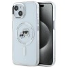 Husa MagSafe pentru Apple iPhone 14, Karl Lagerfeld, IML Metal Karl &amp; Choupette&#039;s Heads, Alba