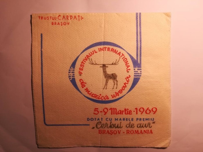 Șervețel cu Festivalul Cerbul de Aur 1969 din Brașov