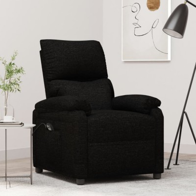vidaXL Fotoliu rabatabil electric, negru, material textil foto