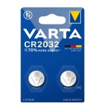 Set 2 Baterii Varta tip buton CR2032, litiu, 6032101402
