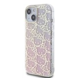Husa pentru iPhone 15 - Hello Kitty Hardcase IML Gradient Electrop Crowded Kitty Head (HKHCP15SHCHPEP) - Pink
