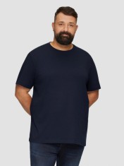 Tricou barba?i big sizes, cu decolteu la baza gatului, cu logo, Bleumarin foto