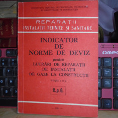 INDICATOR NORME DEVIZ REPARATII DE INSTALATII DE GAZE ( R.p.G. ) , 1981 #