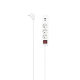 Prelungitor Hama, 3 prize + 2 USB- A, 1.4 m, 3680 W, 3 x 1.5 mmp, contact de protectie, intrerupator, alb