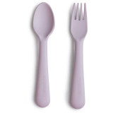 Mushie Fork and Spoon Set tac&acirc;muri Soft Lilac 2 buc