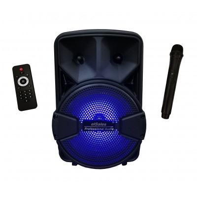Boxa portabila elSales ELS-X1-08 cu microfon wireless , telecomanda , lumini LED , negru foto