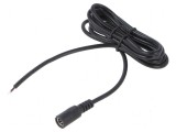 Cablu DC 5,5/2,5 soclu drept negru 1,5m 2x0,5mm2 -20&divide;80&deg;C