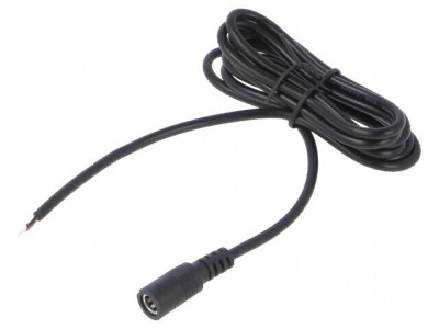 Cablu DC 5,5/2,5 soclu drept negru 1,5m 2x0,5mm2 -20&amp;divide;80&amp;deg;C foto