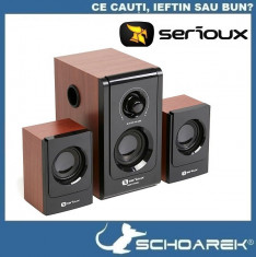 Boxe Multimedia 2.1 Serioux Soundboost , 16W RMS, lemn cires foto