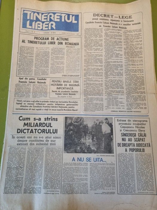 tineretul liber 29 decembrie 1989 - revolutia romana