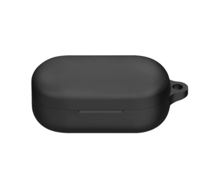Husa din silicon, THD, compatibila cu castile wireless OnePlus Buds V, carabina inclusa, neagra foto