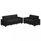 Cumpara ieftin Set de canapele cu perne, 2 piese, negru, catifea