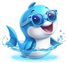 Sticker decorativ, Delfin, Albastru, 64 cm, 1352STK-1