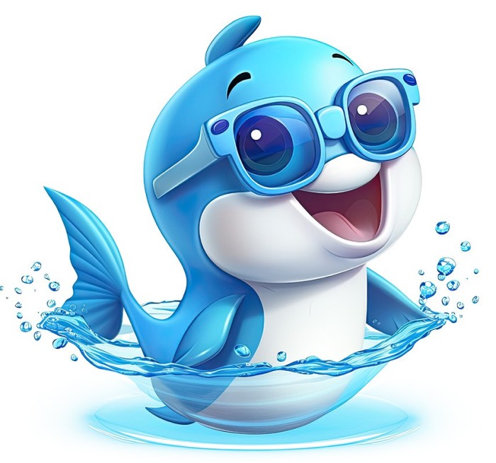 Sticker decorativ, Delfin, Albastru, 64 cm, 1352STK-1