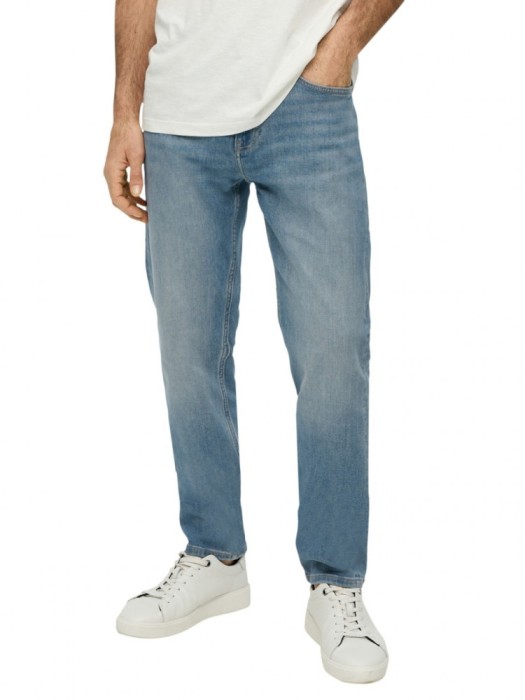 Blugi barbati Mauro cu talie medie, croiala Regular Fit, Tapered Leg, Albastru deschis, W33 L30