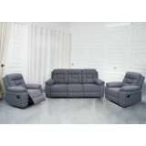 Cumpara ieftin Set Recliner Miria, 3-1-1 Canapea 3L - 214x97x95 cm, Fotoliu 98x97x95 cm, Gri