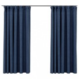 Cumpara ieftin Draperii opace aspect in, cu carlige 2 buc. albastru 140x175 cm