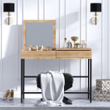 Masa de toaleta / machiaj Inna cu oglinda si sertar , Stejar, 100 x 75 x 45 cm, Elegance