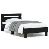 VidaXL Cadru de pat cu tăblie, negru, 75x190 cm, lemn prelucrat