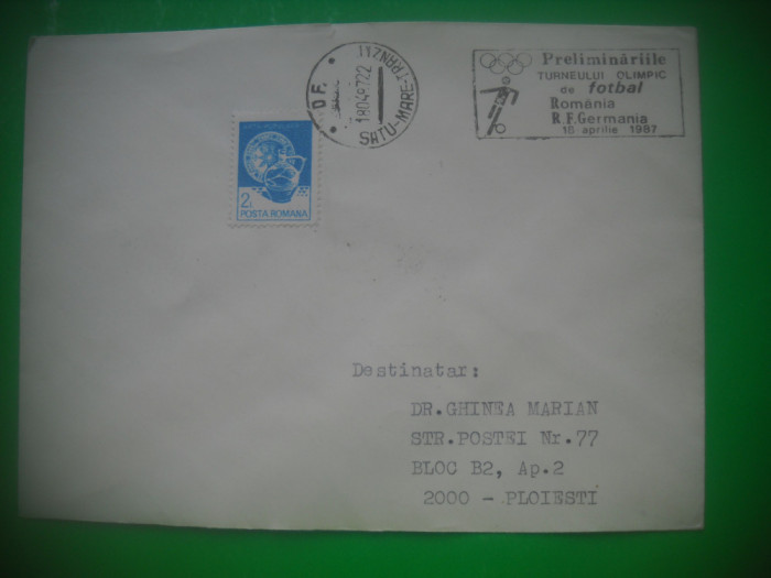 HOPCT PLIC 3931 ROMANIA-R F GERMANIA-TURNEUL OLIMPIC FOTBAL 1987