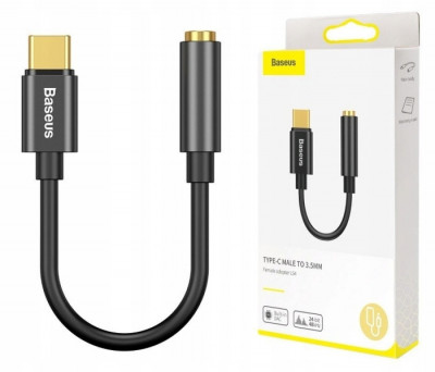 Baseus L54 Adaptor USB-C la Jack 3,5 mm negru foto