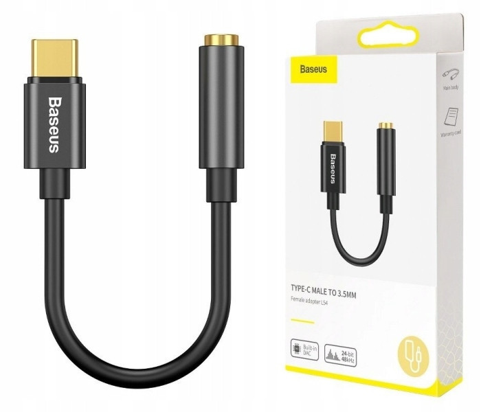 Baseus L54 Adaptor USB-C la Jack 3,5 mm negru