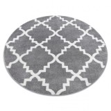 Covor Sketch rotund - F343 gri și alb marocani Trellis, cerc 140 cm
