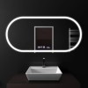 Oglinda LED Ovala, 80x50cm, Altera Senzor MotionGlow Marcello, Sistem Dezaburire, Ceas &amp; Termometru, Dimabila ModernLight Concept