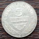(A989) MONEDA DIN ARGINT AUSTRIA - 5 SCHILLING 1960, CALUL LIPIZZAN, 5,2 GRAME, PURITATE 640, Europa