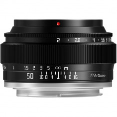 Obiectiv manual TTArtisan Full Frame 50mm F2 negru pentru FujiFilm FX-mount DESIGILAT