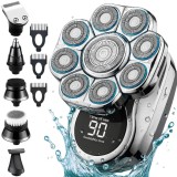 Aparat de Ras Electric Multifunctional Linomag&reg;, Profesional, 9D 6 &icirc;n 1, Rezistent la Apa, Autonomie 90 min, USB Reincarcabil, Cap, Barba, Nas si Cont