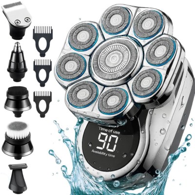 Aparat de Ras Electric Multifunctional Linomag&amp;reg;, Profesional, 9D 6 &amp;icirc;n 1, Rezistent la Apa, Autonomie 90 min, USB Reincarcabil, Cap, Barba, Nas si Cont foto
