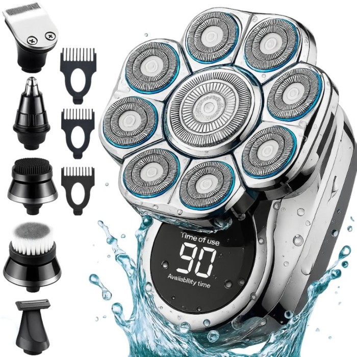 Aparat de Ras Electric Multifunctional Linomag&reg;, Profesional, 9D 6 &icirc;n 1, Rezistent la Apa, Autonomie 90 min, USB Reincarcabil, Cap, Barba, Nas si Cont