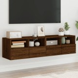 Comode TV de perete, 2 buc., stejar maro, 60x30x30 cm, lemn