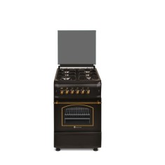 Aragaz rustic Studio Casa Verona Retro 50/ 55 cm, 4 arzatoare gaz, cuptor gaz, aprindere electrica, grill electric, negru