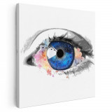 Tablou canvas acuarela ochi detaliu, albastru 1333 Tablou canvas pe panza CU RAMA 30x30 cm