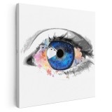 Tablou canvas acuarela ochi detaliu, albastru 1333 Tablou canvas pe panza CU RAMA 40x40 cm