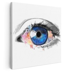 Tablou canvas acuarela ochi detaliu, albastru 1333 Tablou canvas pe panza CU RAMA 40x40 cm