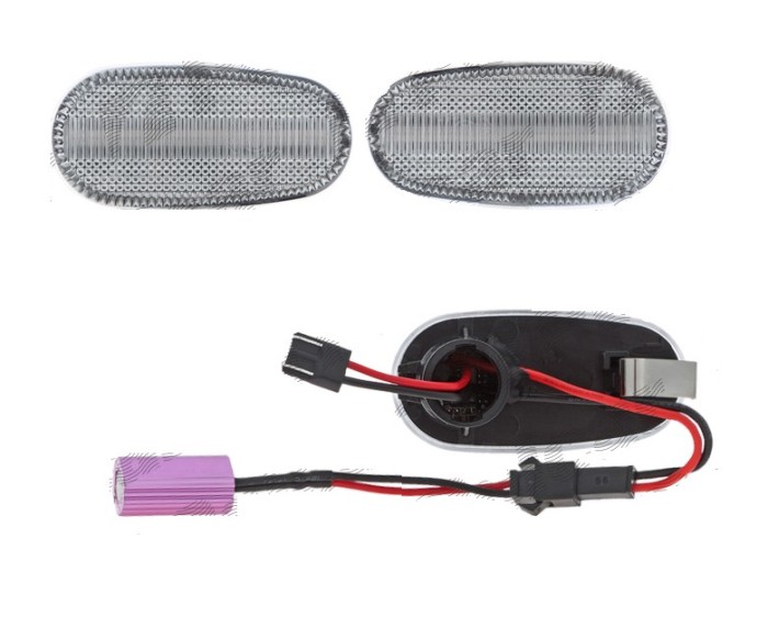 Set lampa semnalizare laterala Alfa Romeo 147, 10.2004; GT, 11.2010; Mito, 07.2018; Fiat Bravo, 02.20, dynamic indicator; LED; transparent; Tuning;